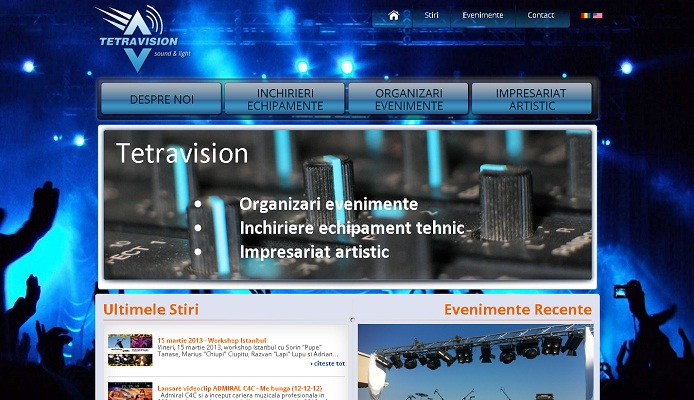 Creare site de prezentare firma impresariat artistic Tetra Vision